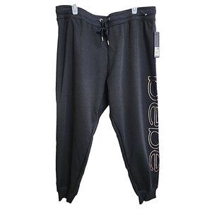 NWT Bebe Sport Fleece Joggers Black Activewear Pants Exercise Lounge Size 2X